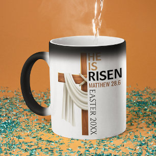 Mug Magique Croix de Pâques vintage personnalisée Il est ressu