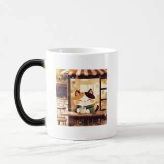 Mug Magique Cute Cat dégustant du café au Cosy Café