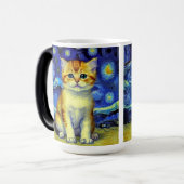 Mug Magique Cute Kitten Starry Night Van Gogh (Devant gauche)