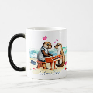 Mug Magique Cute Romantique Otter de dessin en couple en amour