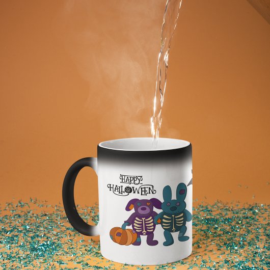 Mug Magique Cute Skeleton Animaux et Halloween Citrouille