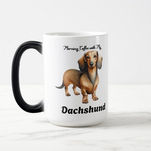 Mug Magique Cute Soft Brown Morning Dachshund Personalize (Gauche)