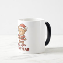 Cute Teddy Bear Santa Happy New Year Sticker