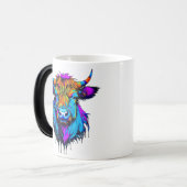 Mug Magique Cyberpunk Coloré Ai Highland Cow (Devant gauche)