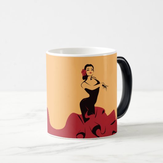 Mug Magique danseuse de flamenco dans une pose spectaculaire (Devant droit)