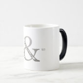 Mug Magique Date Mariage simple des initiaux de l'esperluette (Devant droit)