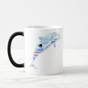 Mug Magique Dauphin-Vacances à la Plage Word Art