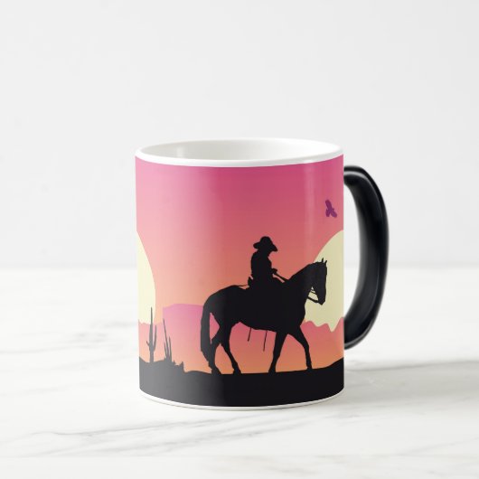 Mug Magique Desert Cowboy Ride - Sunset Silhouette (Devant droit)