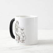 Mug Magique Dessin blanc noir vintage de sirène (Devant gauche)