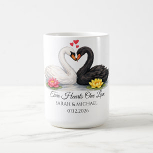 Mug Magique Deux cœurs un amour Cygne Mariage Anniversaire