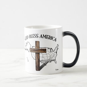 Mug Magique DIEU BÉNISSE L'AMÉRIQUE avec une croix robuste et 