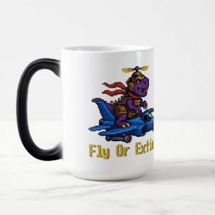 Mug Magique Dinosaure en pixel art, pilote de chasseur, vol ou