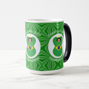 Mug Magique Drapeau de Noël brésilien personnalisé