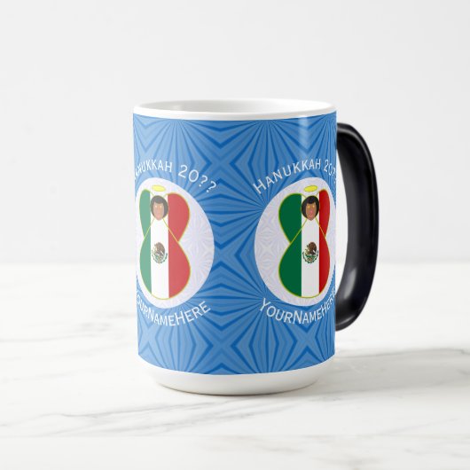 Mug Magique Drapeau Hanoukka mexicain personnalisé (Devant droit)