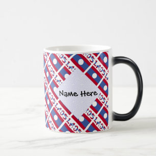 Mug Magique Drapeau Laotien Laos Personnalisation noire en mos