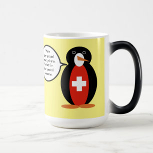 Mug Magique Drapeau Suisse Mme Pingouin Personnalisé 