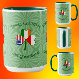 Mug Magique Drapeaux Américains Irlandais Polonais Trèfle Pers