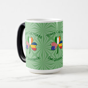 Mug Magique Drapeaux tricolores Irlande États-Unis Tchad Texte