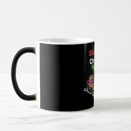 Mug Magique Drôle glissant dans Noël mignon Penguin Sleddin (Gauche)