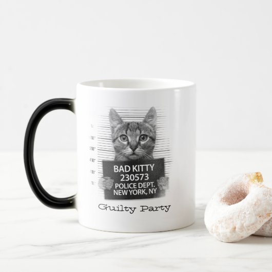 Mug Magique Drôle Kitty Personnalisé Coupable (Avec donut)