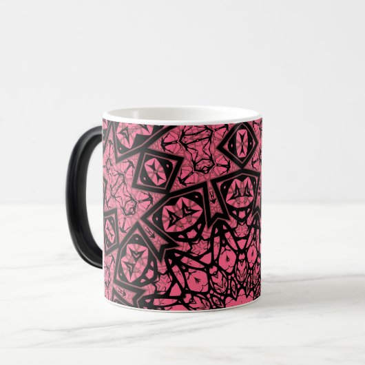 Mug Magique Écharpe patchwork ornement rose et noir (Devant gauche)