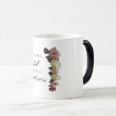 Mug Magique Écriture, Psaume 33, Roses blanches et roses (Devant droit)