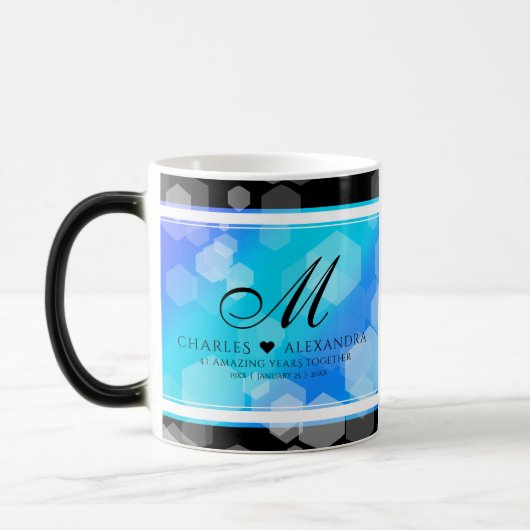 Mug Magique Élégant 41ème anniversaire Mariage de Topaz Bleu (Gauche)