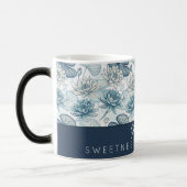 Mug Magique Elegant Monogram Blue Water Lily and Lotus (Gauche)