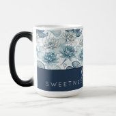 Mug Magique Elegant Monogram Blue Water Lily and Lotus (Gauche)