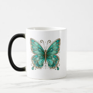 Mug Magique Élégant papillon turquoise Morpher