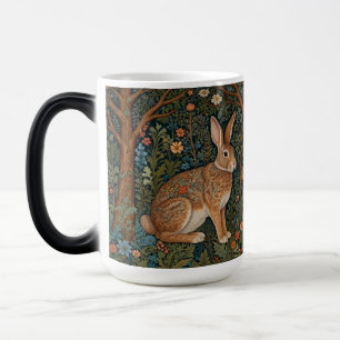 Mug Magique Élégant retro lapin boisé boisé fleuri