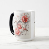 Mug Magique Élégant Rose 3D, abeilles et beauté botanique (Devant gauche)