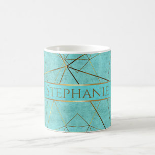 Mug Magique Elégant Turquoise et Or Abstrait moderne
