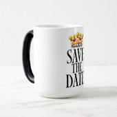 Mug Magique Enregistrer la couronne du mariage Date (Devant gauche)