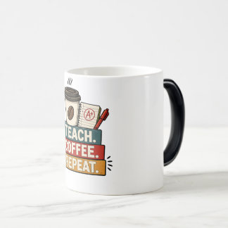 Mug Magique Enseigner Café Répéter Prof Retro Rentrée Scolaire