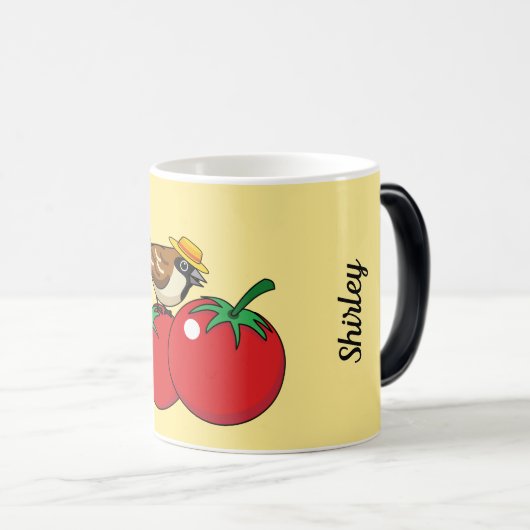 Mug Magique Épervier de Louvain biologique mangeant de la toma (Devant droit)