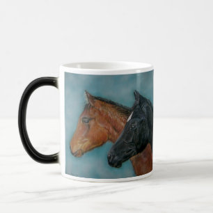 Mug Magique équine peinture de poulain noir renard brun renard