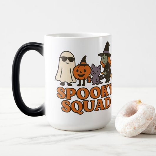Mug Magique Équipe effrayante Design de chat citrouille sorciè (Avec donut)