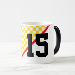 Mug Magique Équipe sportive Red Gold Black Player Nombre Age F