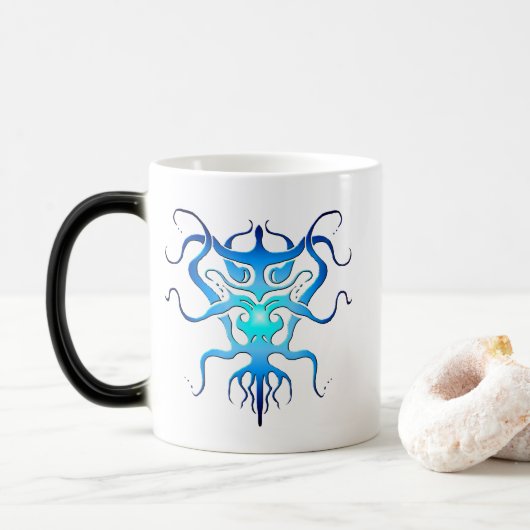Mug Magique Espèces Aliens Tatouage Tribal Design - bleu (Avec donut)