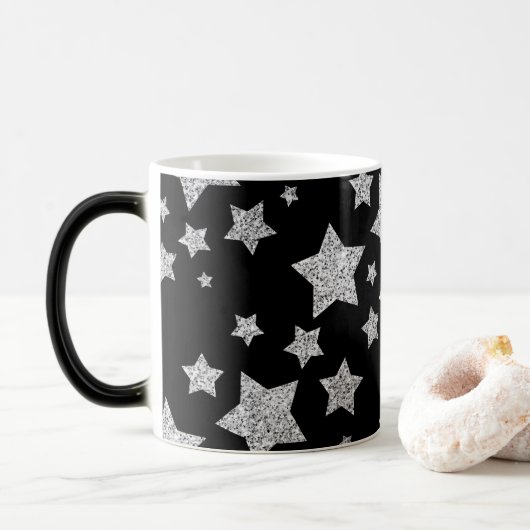 Mug Magique Étoiles d'argent parkly vacances motif de Noël (Avec donut)