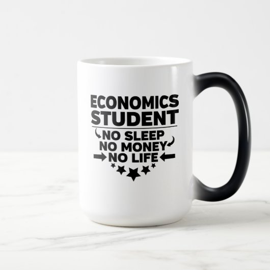 Mug Magique Étudiant en économie, pas de sommeil, pas d'argent (Droite)