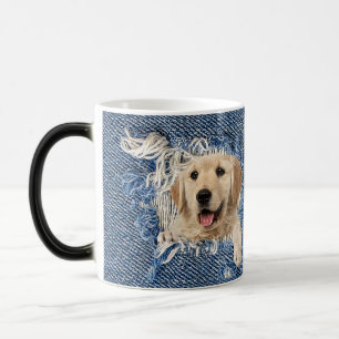 Mug Magique extraction dorée dans trou en denim effilé
