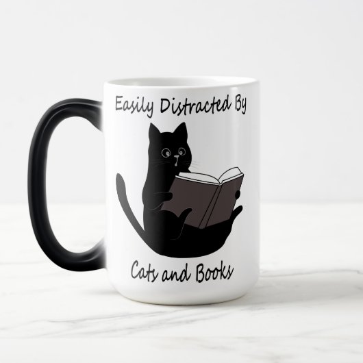 Mug Magique Facilement Distrait Par Les Chats Et Les Livres, J (Gauche)