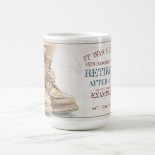 Mug Magique Faire-part de retraite avec de vieilles bottes V2.