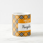 Mug Magique Fall Tartan Plaid Bonjour Mon nom est Citrouille O (Centre)