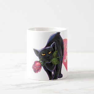Mug Magique Fête de la Saint-Valentin au chat noir