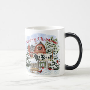 Mug Magique Fêtes de Noël Moo-ry pour les gens de la ferme e