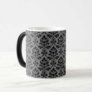 Mug Magique Feuille Damask Patte noir sur gris