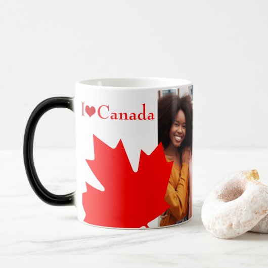 Mug Magique Feuilles branchés de l'érable rouge I Love Canada  (Avec donut)